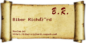 Biber Richárd névjegykártya