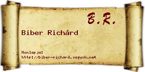 Biber Richárd névjegykártya
